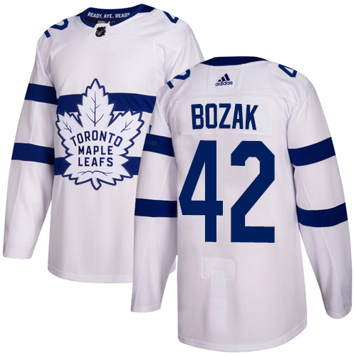 Adidas Maple Leafs #42 Tyler Bozak White Authentic 2018 Stadium Series Stitched NHL Jersey - Click Image to Close